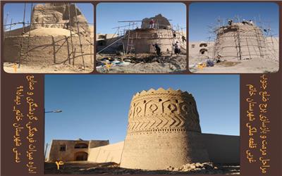 پایان مرمت برج ضلع جنوب غربی قلعه ملکی هرات یزد